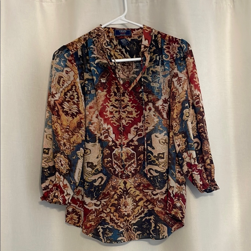 Chaps Multicolor Patterned Women's Petite Small Top